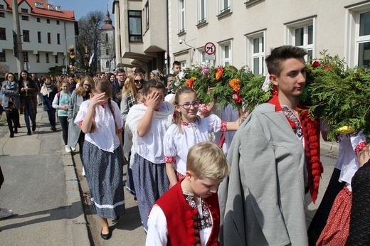 Niedziela Palmowa młodych w Bielsku-Białej 2019 - procesja do katedry