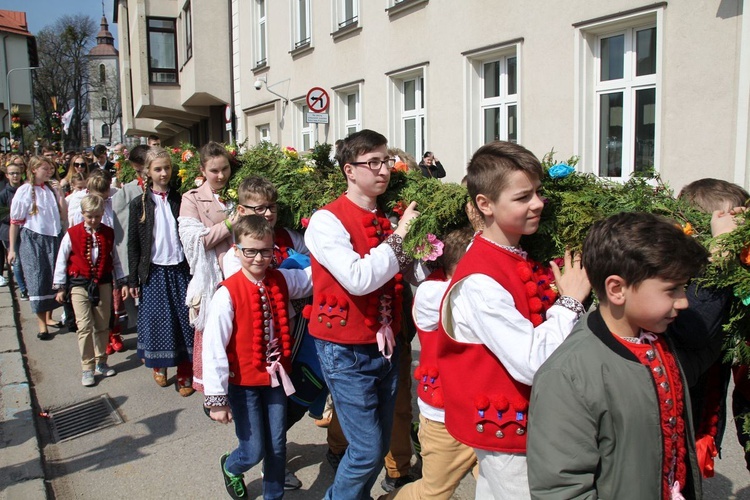 Niedziela Palmowa młodych w Bielsku-Białej 2019 - procesja do katedry