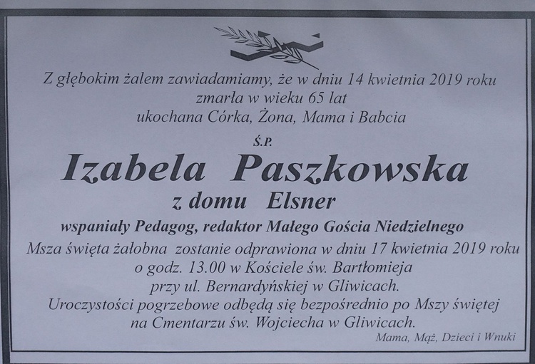 Pogrzeb Izy Paszkowskiej 