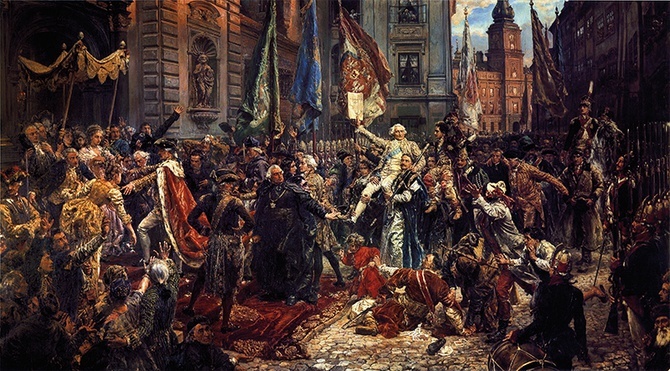 Jan Matejko, „Konstytucja 3 maja 1791 roku”. Autorzy książki stawiają kontrowersyjną tezę, że to konstytucja doprowadziła do upadku Polski.