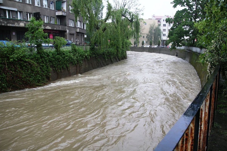 Alarm przeciwpowodziowy: Białka w centrum Bielska-Białej - 23 maja 2019 r.