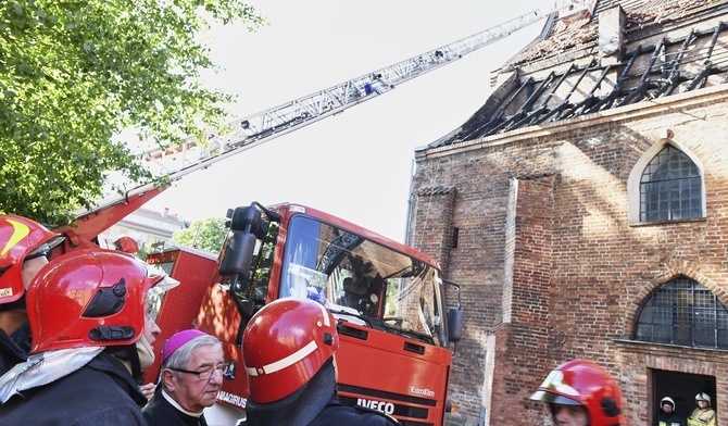 Pożar kościoła świętych Piotra i Pawła w Gdańsku - świątynia uratowana