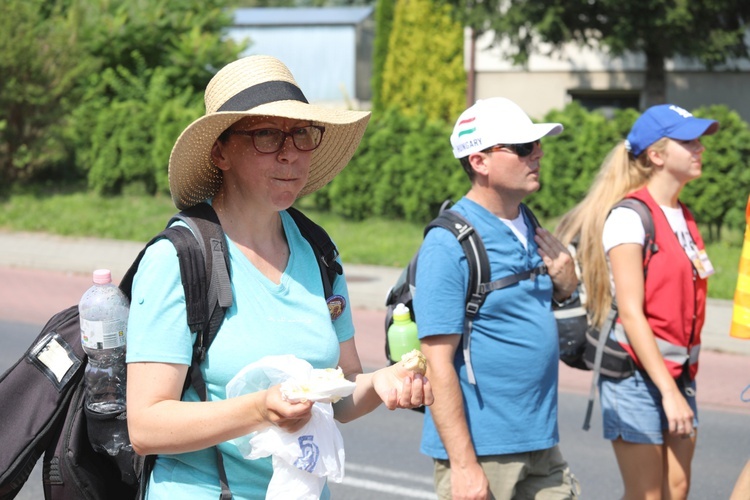 Pielgrzymi hałcnowscy na trasie - w Pisarzowicach - 2019