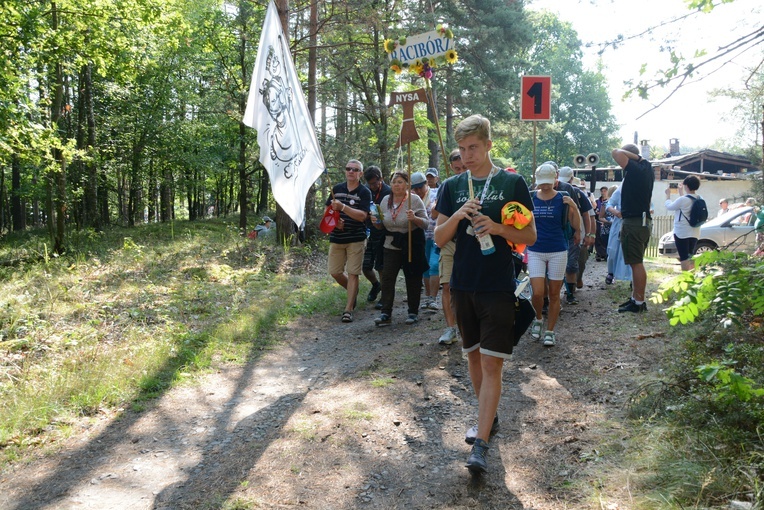 Pielgrzymi na leśnych ścieżkach