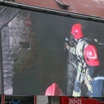 Ćwiczenia strażackie w klasztorze franciszkanów w Krakowie