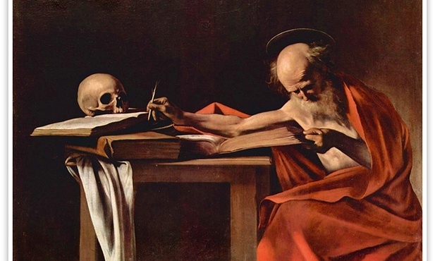 Michelangelo Merisi da Caravaggio "Św. Hieronim piszący", olej na płótnie, 1605–1606, Galeria Borghese, Rzym