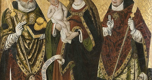 „Matka Boska z Dzieciątkiem i świętymi biskupami Mikołajem i Stanisławem”, obraz z ołtarza kościoła w Bejscach, ok. 1520–1530, obecnie w zbiorach MNK.