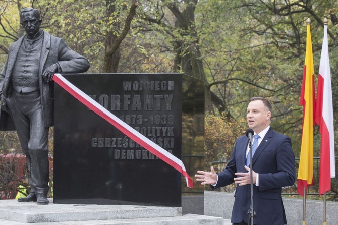 Prezydent Andrzej Duda odsłonił pomnik Wojciecha Korfantego