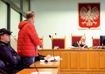 Roman S., były funkcjonariusz plutonu specjalnego, podczas rozprawy 19 listopada br. przed Sądem Okręgowym w Katowicach. Rozprawę prowadził sędzia Maciej Dutkowski.