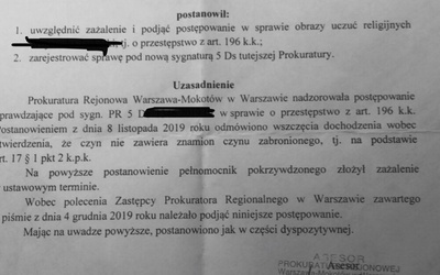 Prokuratura po raz drugi formalnie podjęła postępowanie ws. obrazy uczuć religijnych przez Nergala