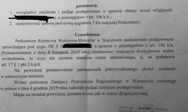 Prokuratura po raz drugi formalnie podjęła postępowanie ws. obrazy uczuć religijnych przez Nergala