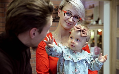 Natalia Kawka-Bień z mężem Jackiem i córeczką Jagodą Marią.