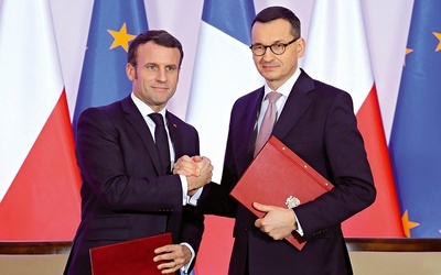 Prezydent Francji Emmanuel Macron i premier Polski Mateusz Morawiecki.