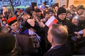 Prezydent Andrzej Duda podczas spotkania z mieszkańcami Zakliczyna.