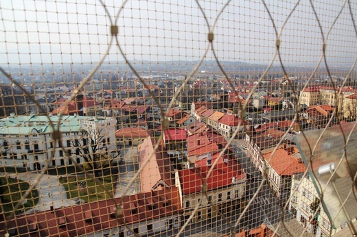 Błogosławieństwo i Koronka do Bożego Miłosierdzia z wieży konkatedry w Żywcu