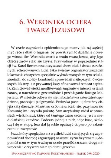 Rozważania Nabożeństwa Kalwarii Rokitniańskiej 2020 