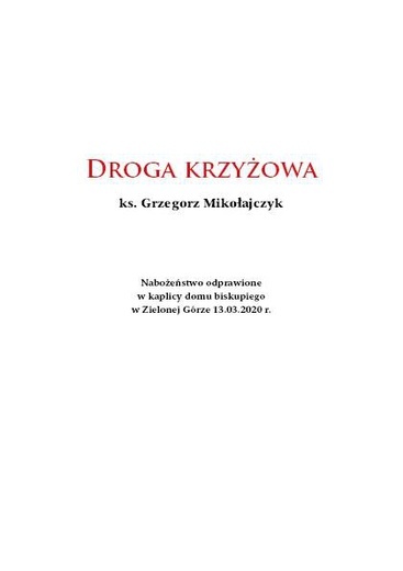 Rozważania Nabożeństwa Kalwarii Rokitniańskiej 2020 