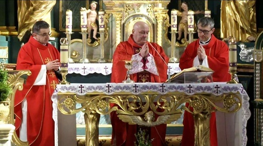 Niedziela Palmowa z bp. Piotrem Gregerem w konkatedrze w Żywcu - 2020