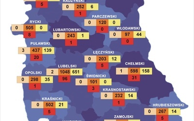 Mapa przedsawiająca sytuację w województwie lubelskim.