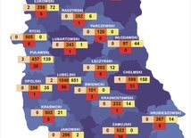 Mapa przedsawiająca sytuację w województwie lubelskim.