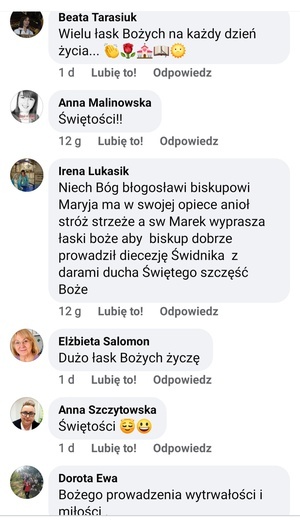 Życzenia czytelników dla bp. Marka