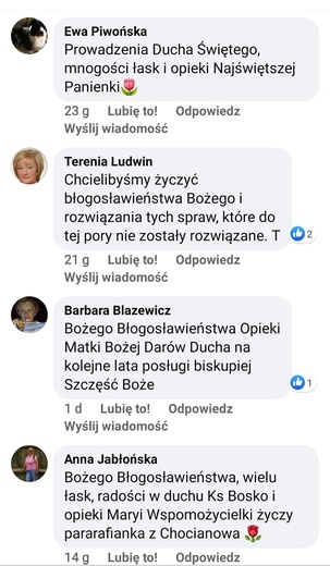 Życzenia czytelników dla bp. Marka