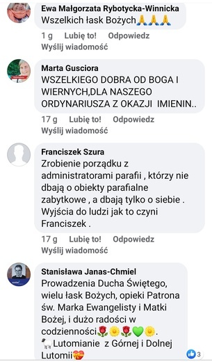 Życzenia czytelników dla bp. Marka