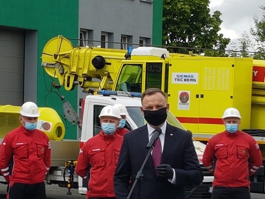 Prezydent Andrzej Duda z wizytą w Centralnej Stacji Ratownictwa Górniczego w Bytomiu