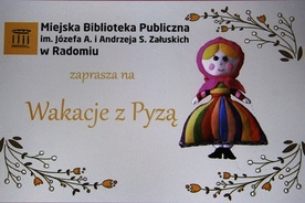 Plakat-zaproszenie na spotkanie do biblioteki.