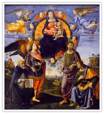 Domenico Bigordi, zwany Ghirlandaio "Madonna w glorii ze świętymi", tempera na desce, 1490–1494, Stara Pinakoteka, Monachium