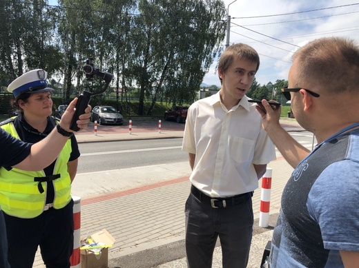 Akcja Policji i Caritas - ze św. Krzysztofem - w Bielsku-Białej 2020
