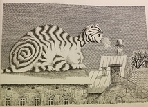 Rysunek do opowiadania Jerzego Szaniawskiego „Profesor Tutka. O potędze teatru”, „Przekrój” nr 759, 1959.