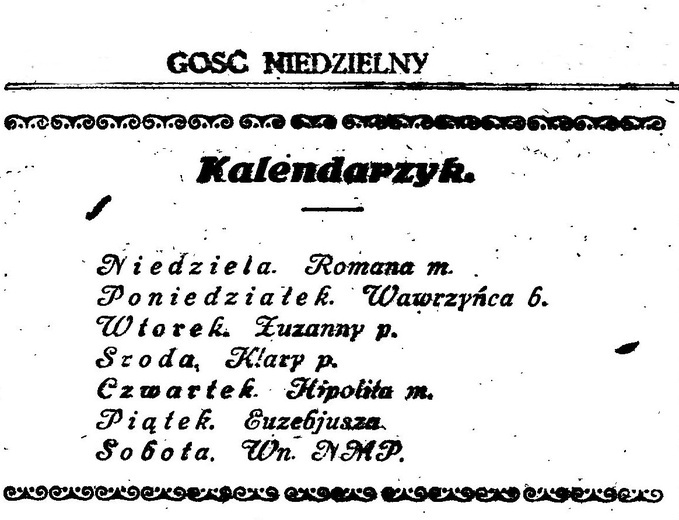 Sierpniowy kalendarzyk