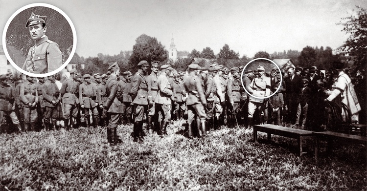 Dowódca powstania Alfons Zgrzebniok. (po lewej)
Generał Józef Haller (zaznaczony kółkiem po prawej) w rozmowie z oficerami 1 Pułku Strzelców Bytomskich, najprawdopodobniej przed wkroczeniem pułku na Śląsk podczas II powstania śląskiego, w Bolesławiu pod Olkuszem, 19–26 sierpnia 1920 r.