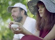 Agnieszka Radzikowska i Dariusz Chojnacki  na planie serialu.