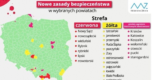 Powiat łowicki jednym z 12 powiatów objętych strefą żółtą.