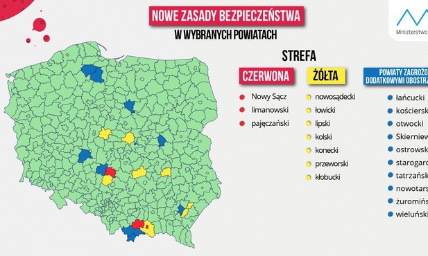 Nowe strefy czerwone i żółte