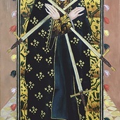 ◄	Fragment kwatery „Matka Boża z mieczami boleści” z Ołtarza Hamburskiego autorstwa Absolona Stumme. Kopia wykonana przez Gustawa Bołdoka.