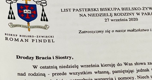 List bp. Romana Pindla na Niedzielę Rodziny.