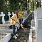 Wolontariusze sprzątają cmentarz