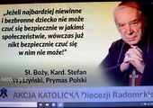 Jeden z bilbordów z wypowiedzią sługi Bożego Stefana kardynała Wyszyńskiego.
