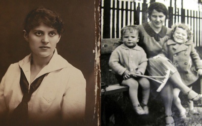 Jadwiga jako studentka (z lewej), z synami (z prawej).