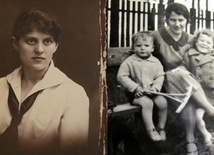 Jadwiga jako studentka (z lewej), z synami (z prawej).