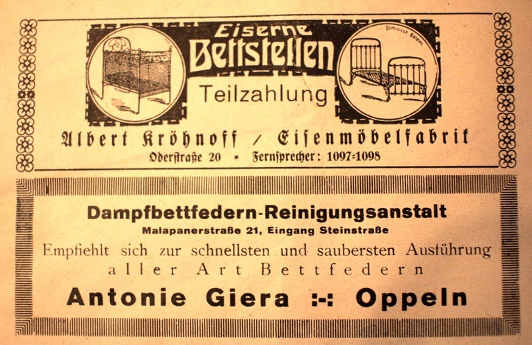 Przedwojenny folder reklamowy dla urzędników w Opolu. Rachunki z czasów wojny