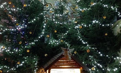 Szopka w parafii w Kurzeszynie.