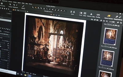 Kopię cyfrową najstarszego barwnego zdjęcia wnętrza kościoła Mariackiego wykonali specjaliści z Muzeum Fotografii.