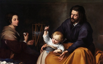 „Święta Rodzina”, obraz Murilla. Malarze już w epoce baroku mocno podkreślali rolę św. Józefa w opiece nad Jezusem.