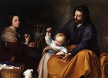 „Święta Rodzina”, obraz Murilla. Malarze już w epoce baroku mocno podkreślali rolę św. Józefa w opiece nad Jezusem.