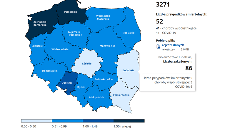 Województwo lubelskie: 86 nowych przypadków zakażenia koronawirusem