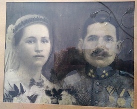 Reprodukcja ślubnego obrazu przedstawiającego  Jana i Stefanię Wózków z Koszyc Małych.
